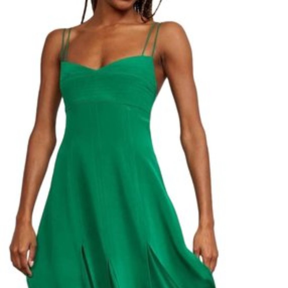 La Ligne Luca Midi Dress Kelly Green 100% Silk Women's Size XL New Tag $450 - Picture 2 of 10